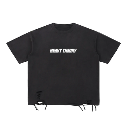 Heavy Theory Co. — Distressed Tee / Washed Black / Snow Washed Raw-Hem T-Shirt