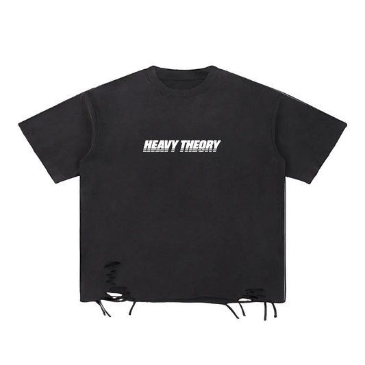 Heavy Theory Co. — Distressed Tee / Washed Black / Snow Washed Raw-Hem T-Shirt