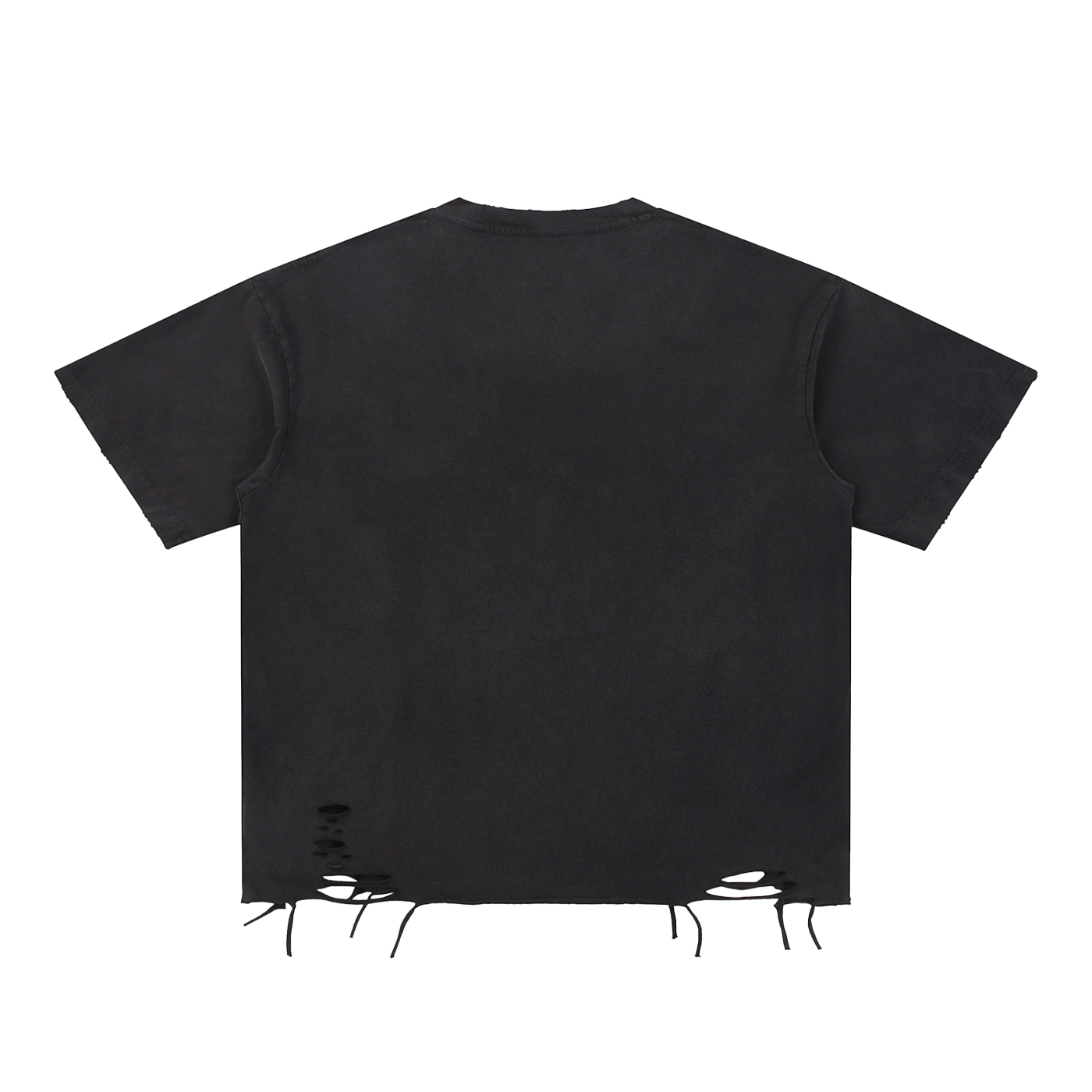 Heavy Theory Co. — Distressed Tee / Washed Black / Snow Washed Raw-Hem T-Shirt