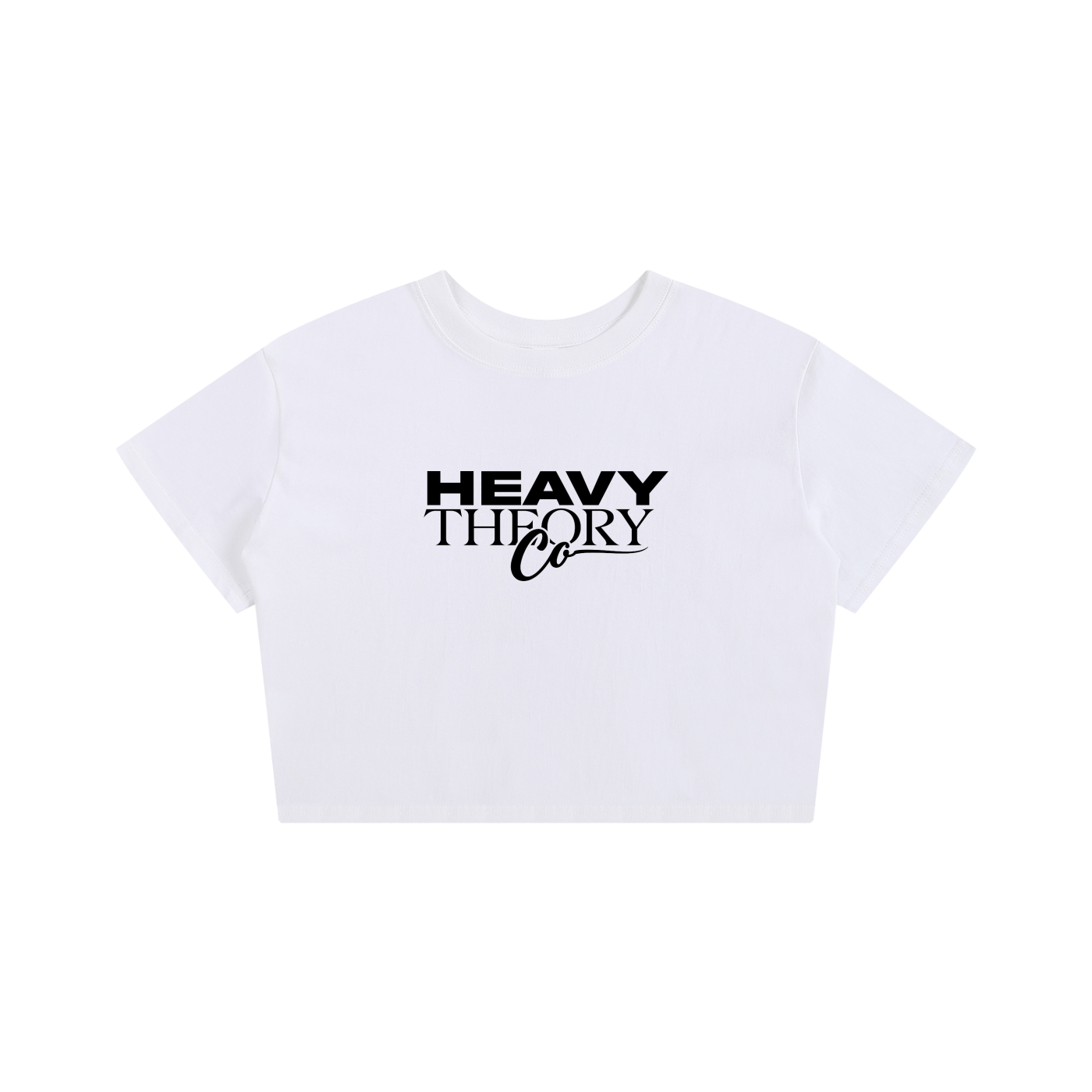 Heavy Theory Co. — Stacked Crop Tee / White - Baby Tee Seamless T-Shirt - 200 GSM