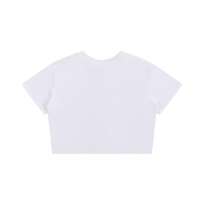 Heavy Theory Co. — Stacked Crop Tee / White - Baby Tee Seamless T-Shirt - 200 GSM