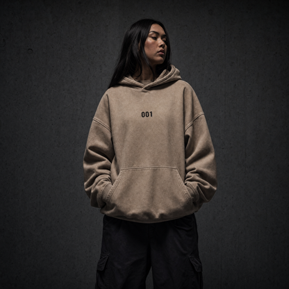 Heavy Theory Co. — 001 Hoodie / Washed Sand /Snow Washed Loose Cotton Hoodie
