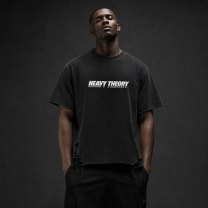 Heavy Theory Co. — Distressed Tee / Washed Black / Snow Washed Raw-Hem T-Shirt