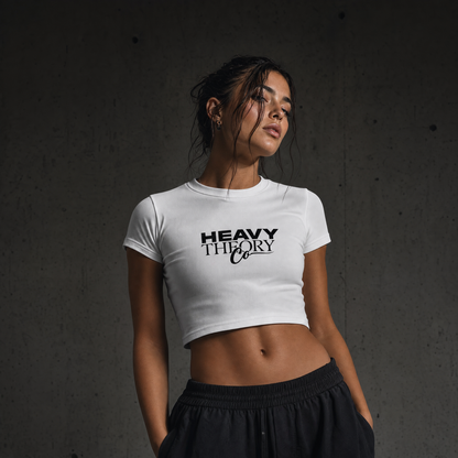 Heavy Theory Co. — Stacked Crop Tee / White - Baby Tee Seamless T-Shirt - 200 GSM