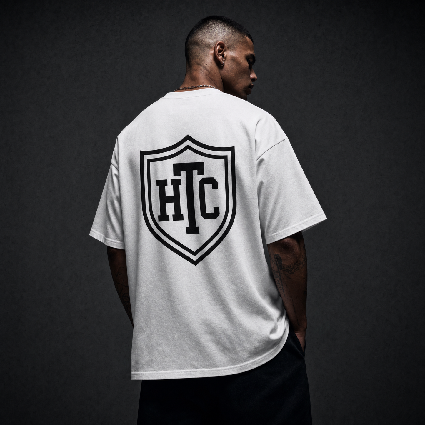 Heavy Theory Co. — Shield Tee / White Unisex Oversized Cotton T-Shirt